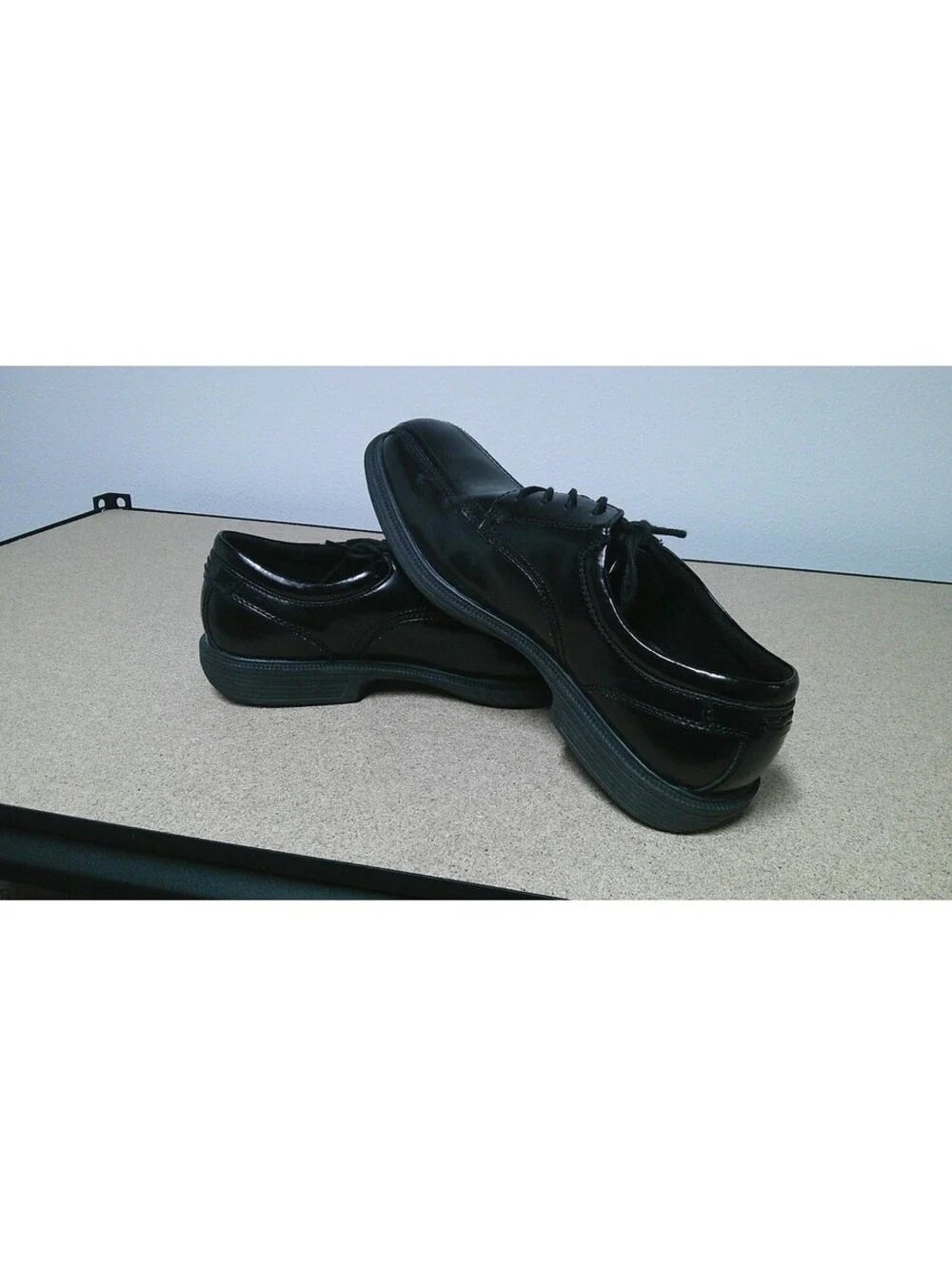 John BUSH Men's Black Genuine Leather Upper Dress Shoes Size
